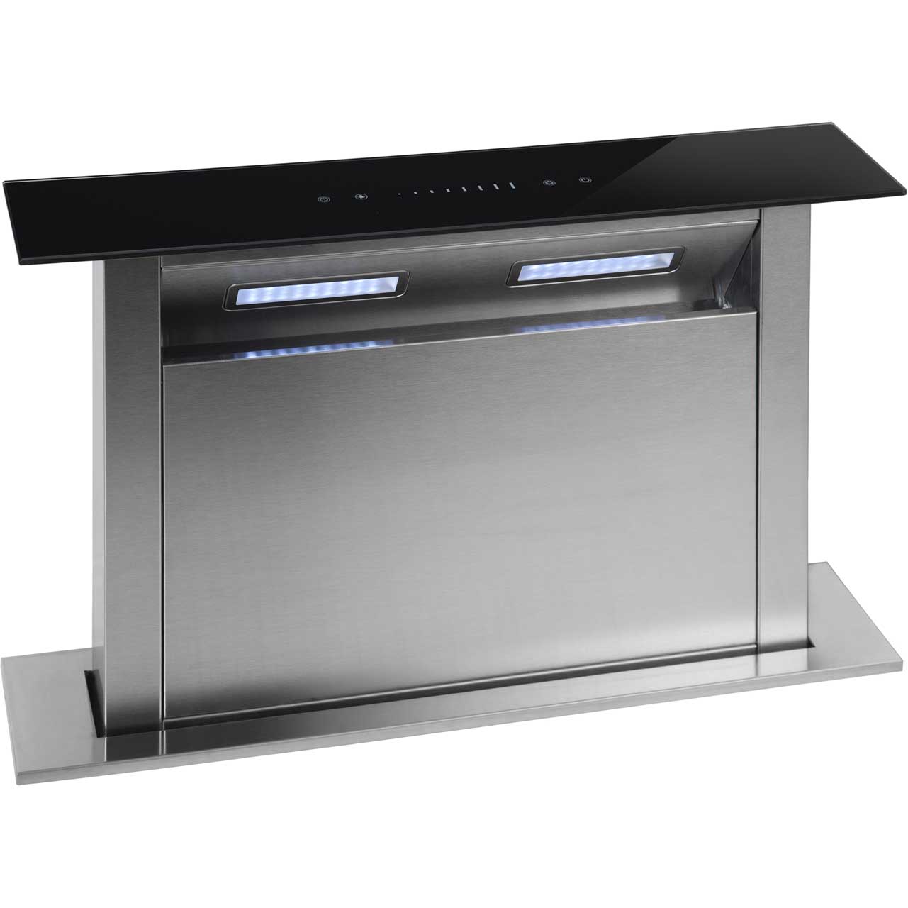 Baumatic BEDD600SS 60cm Downdraft Cooker Hood in St Steel Black Glass