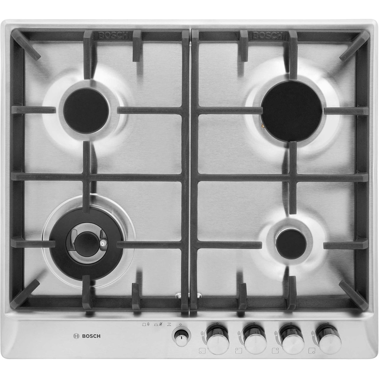 Bosch Serie 6 PCH615M90E Integrated Gas Hob in Brushed Steel