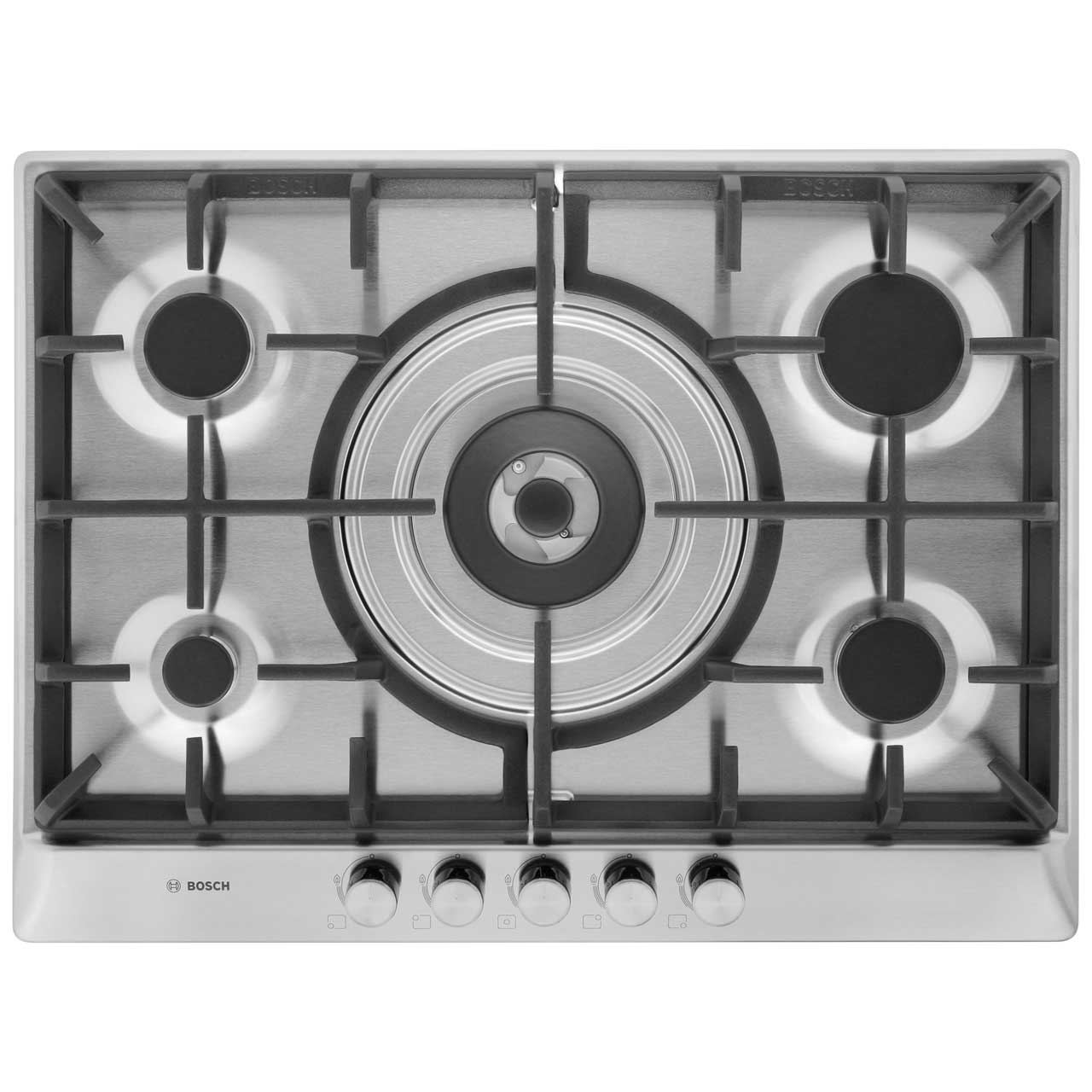 Bosch Serie 4 PCQ715B90E Integrated Gas Hob in Brushed Steel