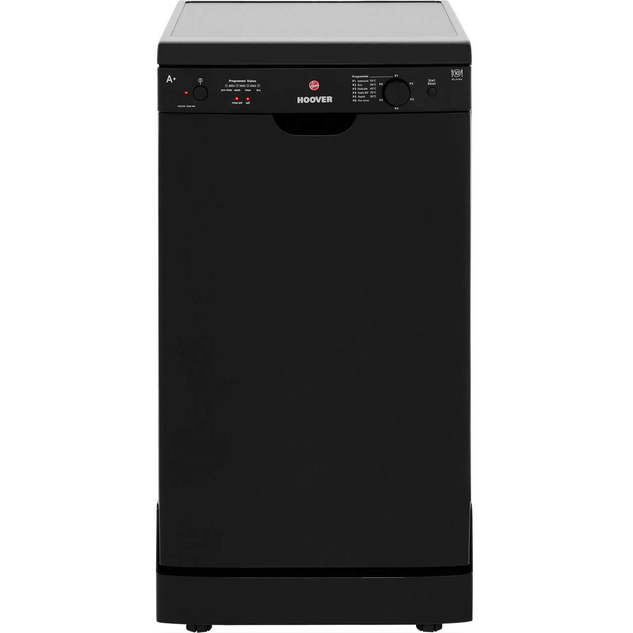 Hoover Dynamic HEDS1064B Free Standing Slimline Dishwasher in Black