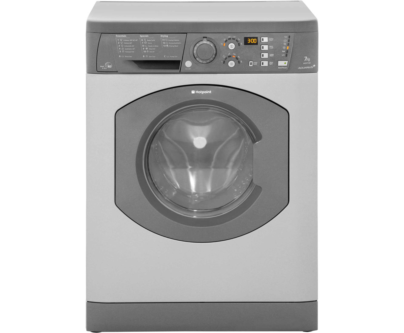 Hotpoint Aquarius+ WDF740G Free Standing Washer Dryer in Graphite