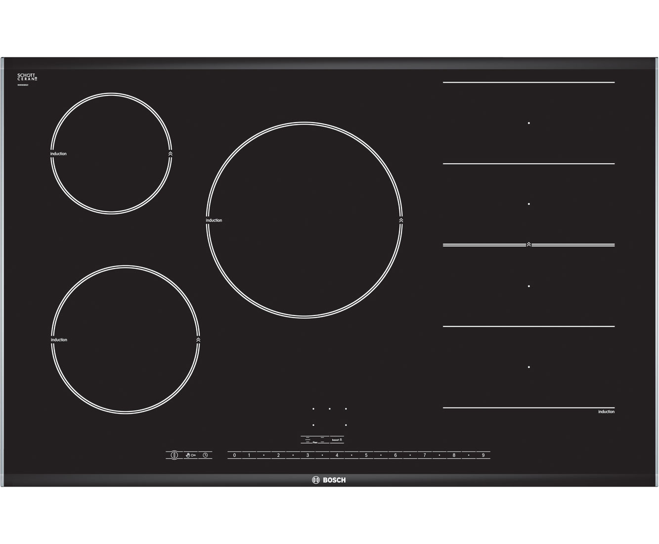 Bosch Serie 8 PIP875N17E Integrated Electric Hob in Black Glass / Stainless Steel Look