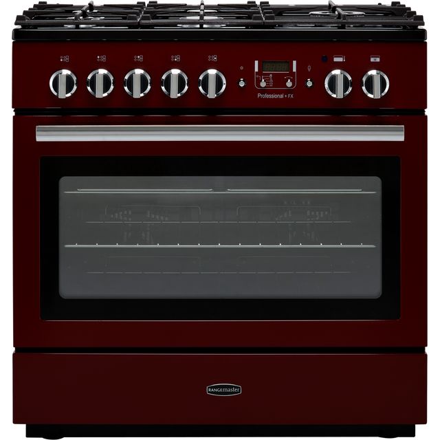 Rangemaster Professional Plus FX PROP90FXDFFCY/C 90cm Dual Fuel Range Cooker - Cranberry / Chrome - A Rated