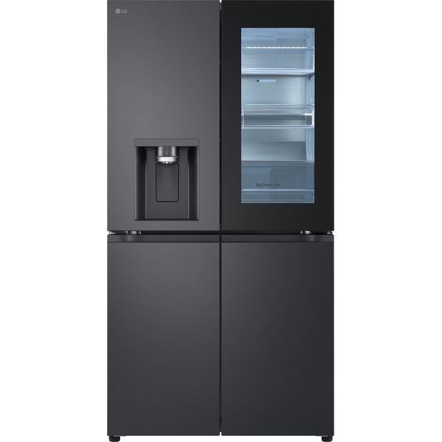 LG InstaView™ GMG960EVJE Wifi Connected Plumbed Frost Free American Fridge Freezer - Matte Black - E Rated