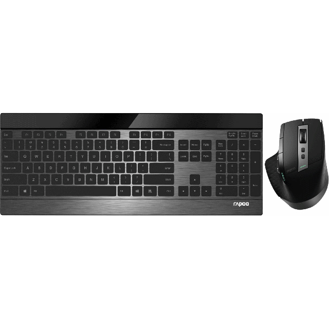 Rapoo 9900M Multi-Mode Ultra-Slim Advanced Desktop Combo Bluetooth / Wireless USB Keyboard - Black