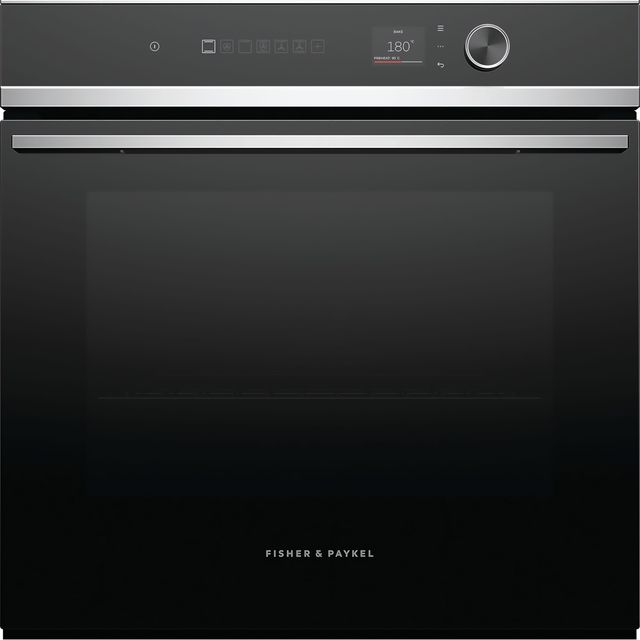 Fisher & Paykel Series 7 Contemporary OB60SD11PLX1 Wifi Connected Built In Electric Single Oven and Pyrolytic Cleaning - Black / Stainless Steel - A Rated