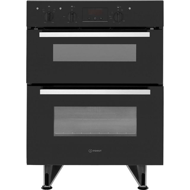 Indesit Aria IDU6340BL Built Under Electric Double Oven With Feet - Black - B/A Rated