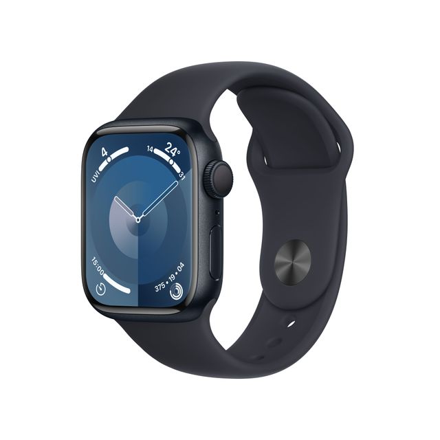 Apple Watch Series 9 [GPS 41mm] Smartwatch with Midnight Aluminum Case with Midnight Sport Band M/L. Fitness Tracker, Blood Oxygen & ECG Apps, Always-On Retina Display, Water Resistant