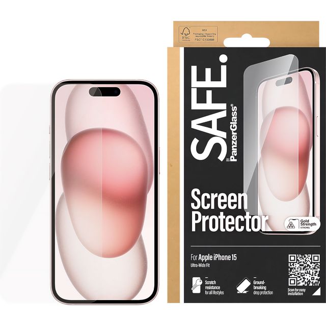 SAFE. by PanzerGlass Screen Protector for iPhone 15 - Transparent