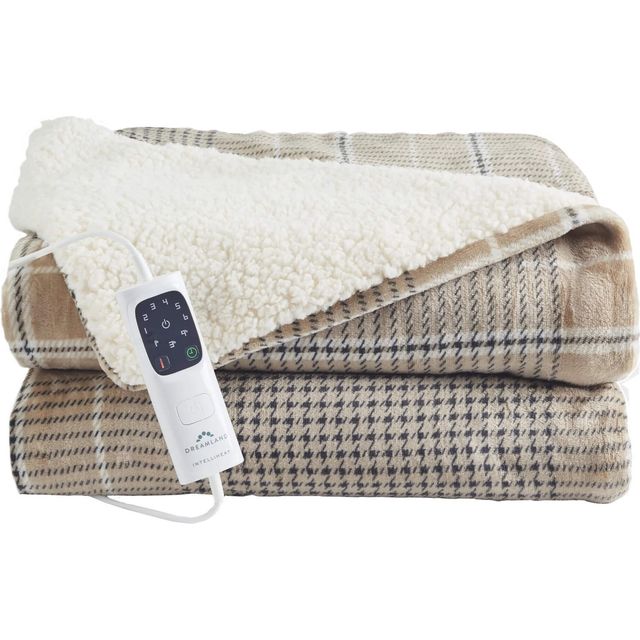 Dreamland Nap Time Sherpa Heated Throw - Beige