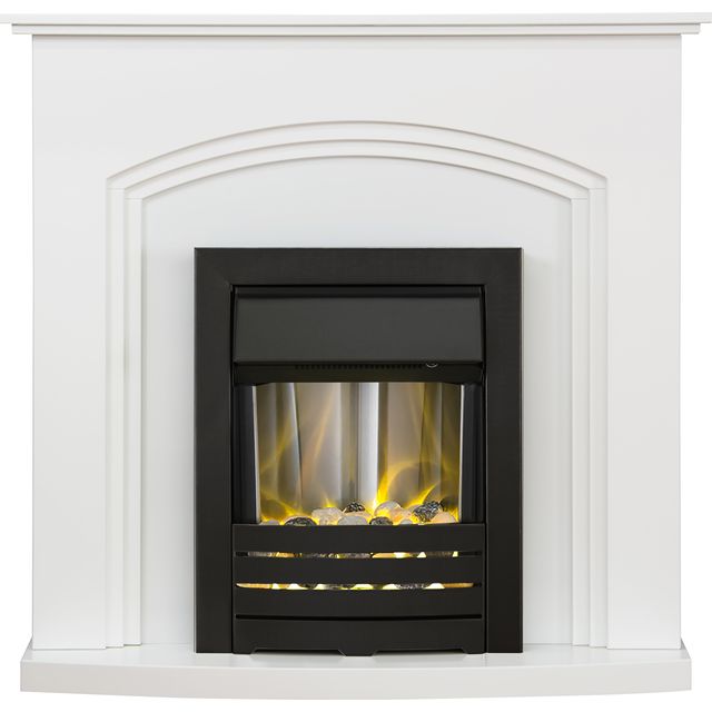 Adam Fires Truro Suite with Helios Electric Fire 21882 Pebble Bed Suite And Surround Fireplace - White