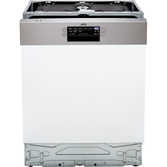 AEG FEE63600ZM Semi Integrated Standard Dishwasher - Stainless Steel Control Panel with Sliding Door Fixing Kit - D Rated