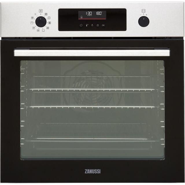 Zanussi ZOPNX6XN Built In Electric Single Oven and Pyrolytic Cleaning - Stainless Steel / Black - A+ Rated