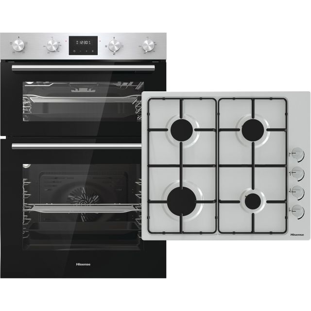 Hisense BI6095GXUK Built In Electric Double Oven and Gas Hob Pack - Stainless Steel - A/A Rated