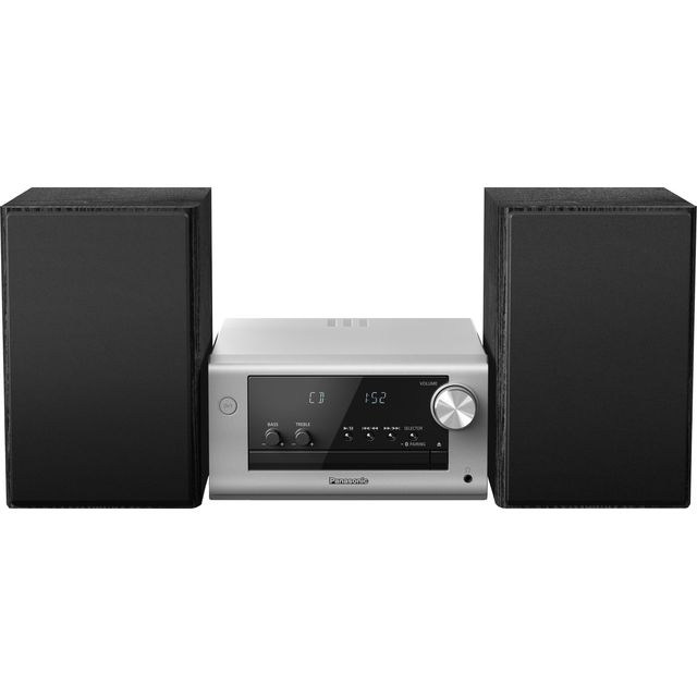 Panasonic SC-PM702EB-S Neat Micro Hi-Fi Compact Stereo System with CD, DAB+/FM Radio, USB and Bluetooth, 80W Speakers, Bass Control, Silver.