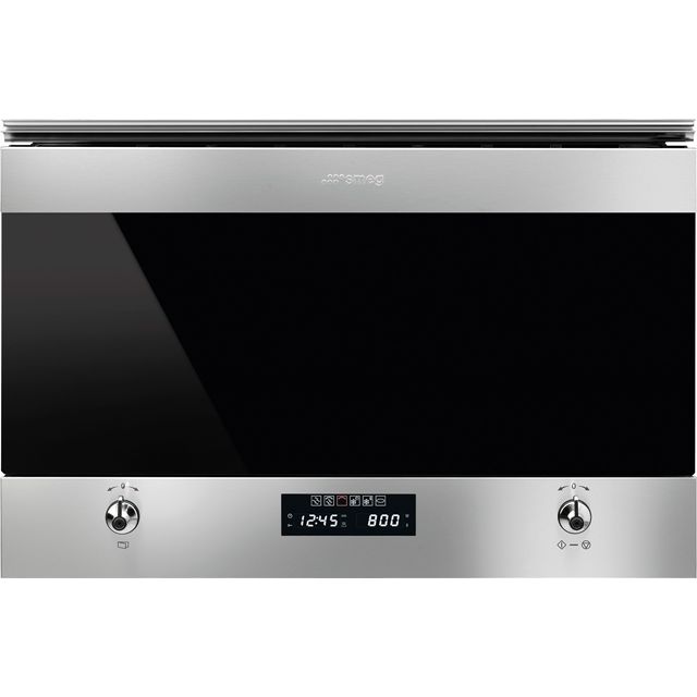 Smeg Classic MP322X1 39cm High, Built In Small Microwave - Silver Glass