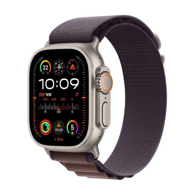 Apple Watch Ultra 2, 49mm, Titanium Case, GPS + Cellular [2023] - Indigo Alpine Loop - Medium