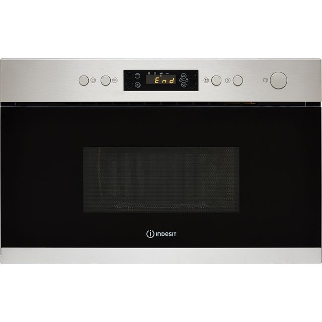 Indesit Aria MWI3213IX Built In 38cm Tall Compact Microwave - Stainless Steel