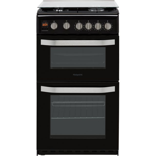 Hotpoint HD5G00CCBK/UK 50cm Freestanding Gas Cooker with Full Width Gas Grill - Black - A+/A Rated