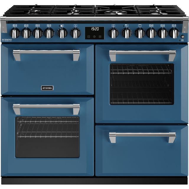 Stoves Richmond Deluxe ST DX RICH D1000DF TBL Dual Fuel Range Cooker - Thunder Blue - A Rated