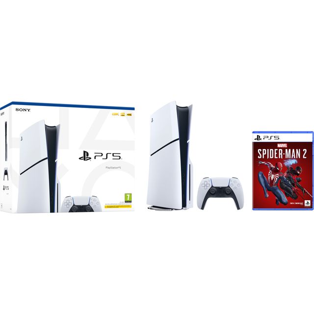 PlayStation 5 (Model Group  Slim) 1 TB with Marvels Spiderman 2 - Black / White
