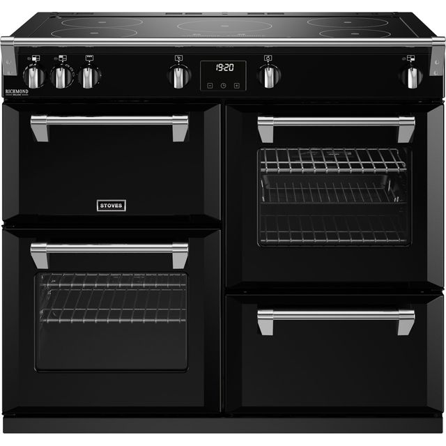 Stoves Richmond Deluxe ST DX RICH D1000Ei TCH BK 100cm Electric Range Cooker with Induction Hob - Black - A Rated