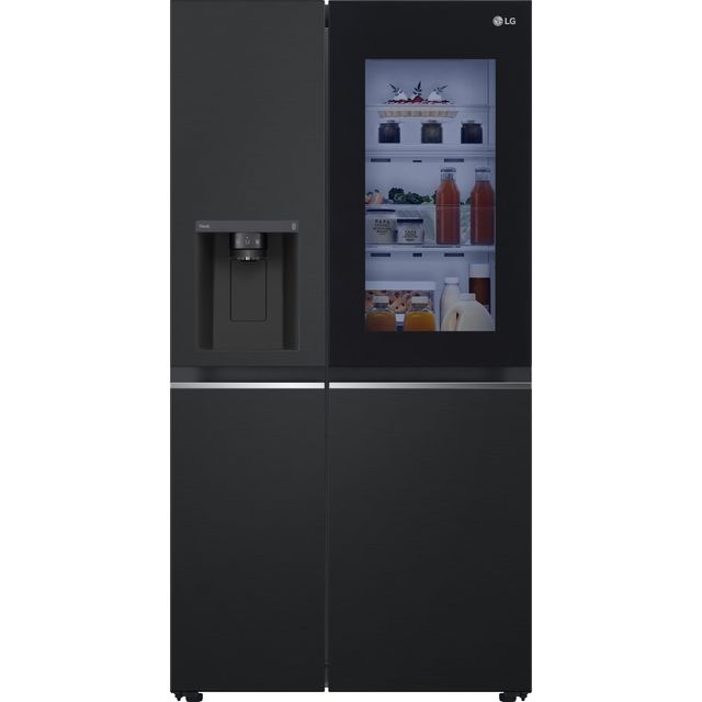 LG InstaView™ GSGV81EPLD Wifi Connected Non-Plumbed Frost Free American Fridge Freezer – Matte Black – D Rated