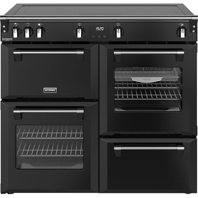 Stoves Richmond Deluxe 100Ei ZLS 100cm Electric Range Cooker with Induction Hob – Black – A/A/A Rated