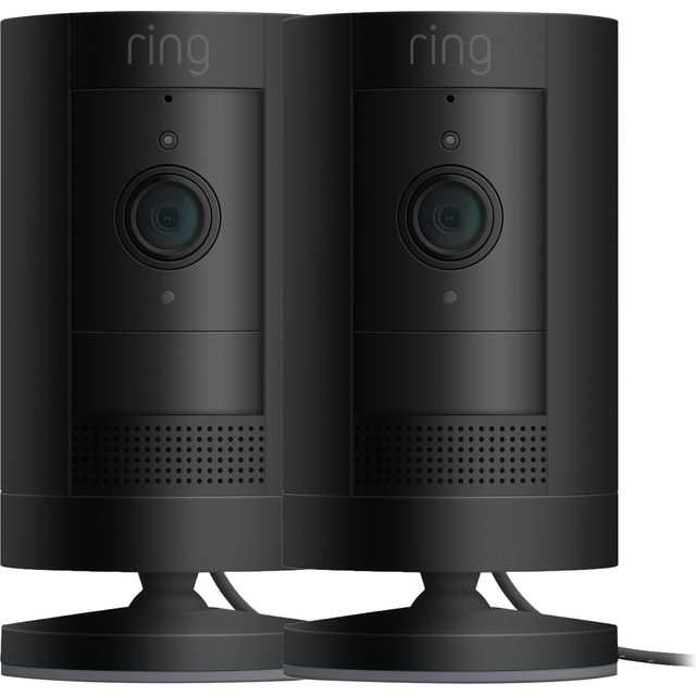 Ring Stick Up Cam Plug-In (Twin Pack) HD 1080p Smart Home Security Camera - Black