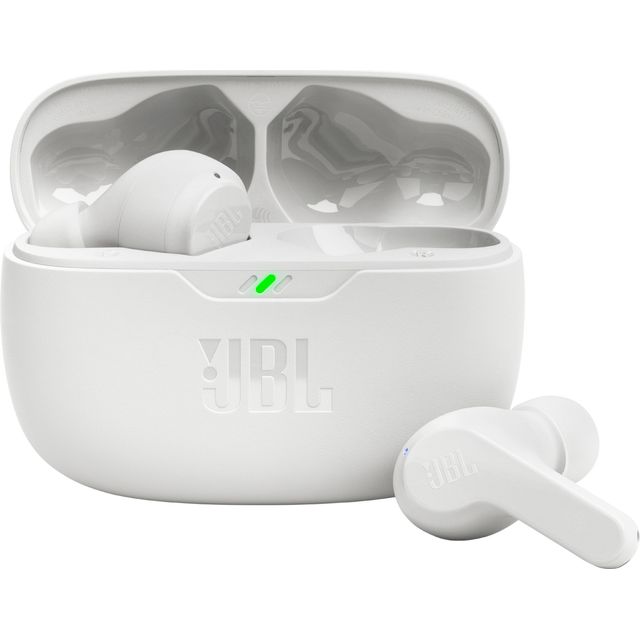 JBL Wave Beam, In-Ear Wireless Earbuds with IP54 and IPX2 Waterproofing, Hands-Free Calling and 32 Hours Battery Life, in White