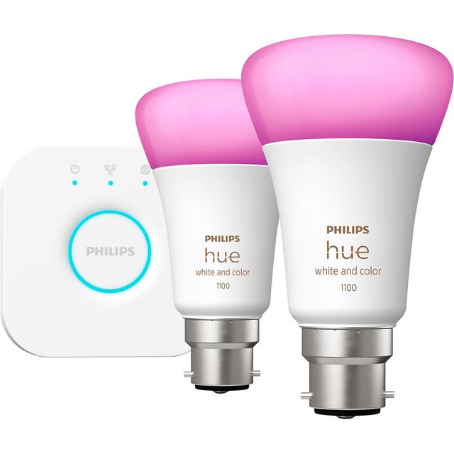Philips Hue White and Colour Ambiance B22 Starter Kit - White