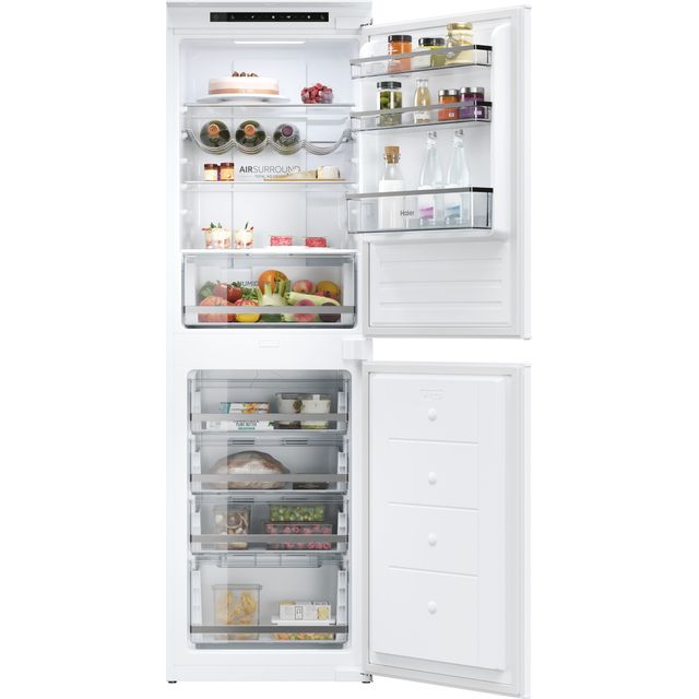 Haier HB50T618FMK Integrated 50/50 Frost Free Fridge Freezer with Sliding Door Fixing Kit – White – E Rated