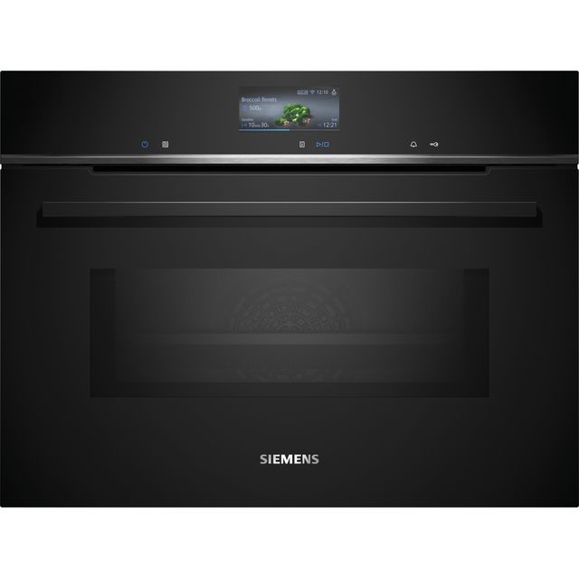 Siemens IQ-700 CM776G1B1B Wifi Connected Built In Compact Electric Single Oven with Microwave Function and Pyrolytic Cleaning - Black