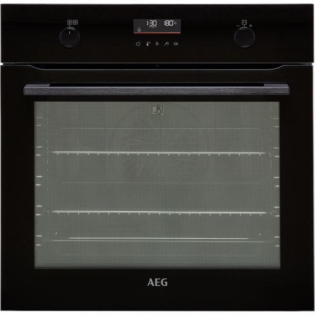 AEG 6000 SteamBake BPK556260B Built In Electric Single Oven and Pyrolytic Cleaning - Black - A+ Rated