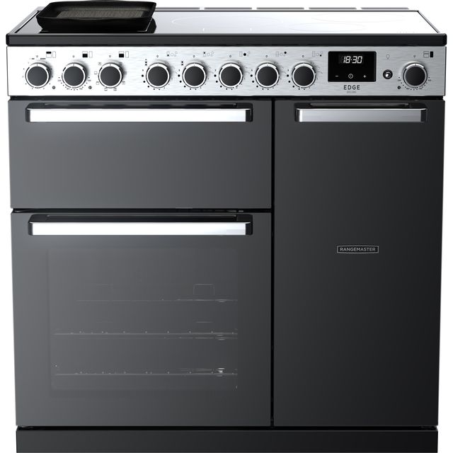 Rangemaster Edge Deluxe EDDL90EIGBLK/CM1 90cm Electric Range Cooker with Induction Hob – Black – A/A Rated