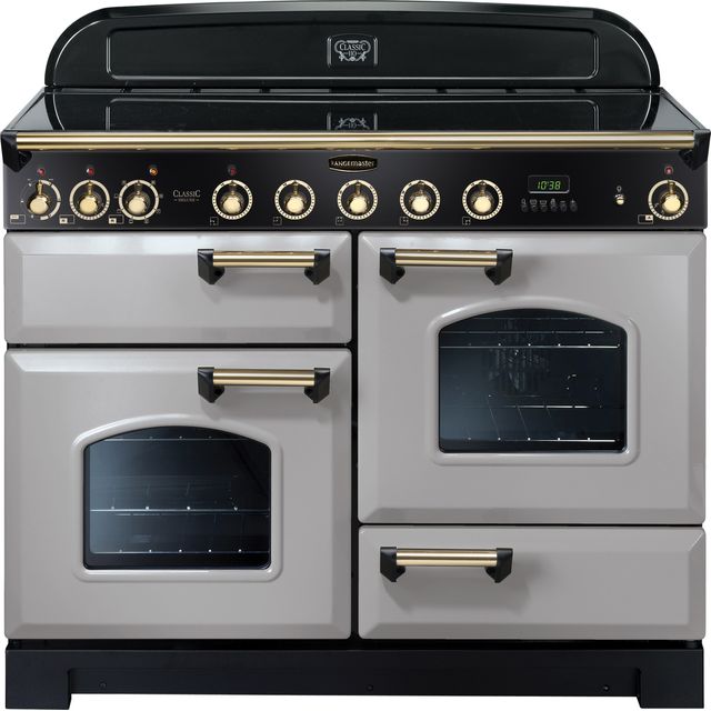 Rangemaster Classic Deluxe CDL110EIRP/B 110cm Electric Range Cooker with Induction Hob - Royal Pearl / Brass - A/A Rated
