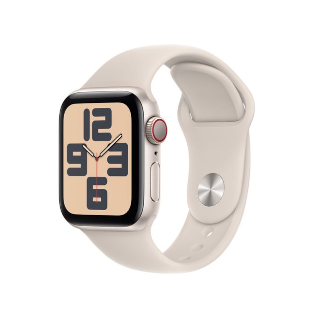 Apple Watch SE, 40mm, Aluminium Case, GPS + Cellular [2023] - Starlight Sport Band - M/L