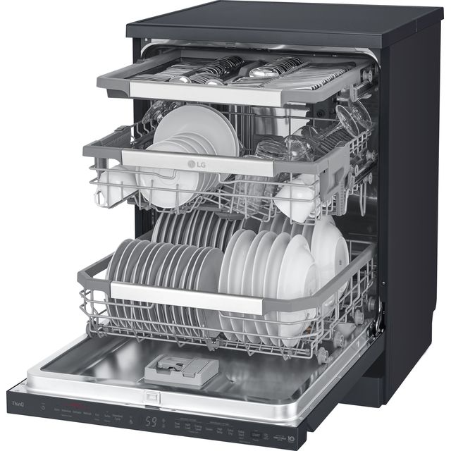 LG TrueSteam™ QuadWash™ DF455HMS Wifi Connected Standard Dishwasher – Matte Black – C Rated