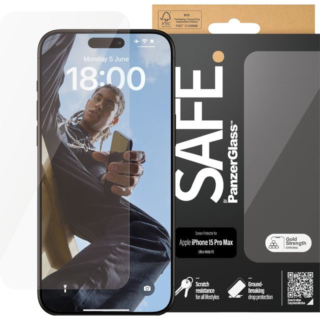 SAFE. by PanzerGlass Screen Protector for iPhone 15 Pro Max - Transparent