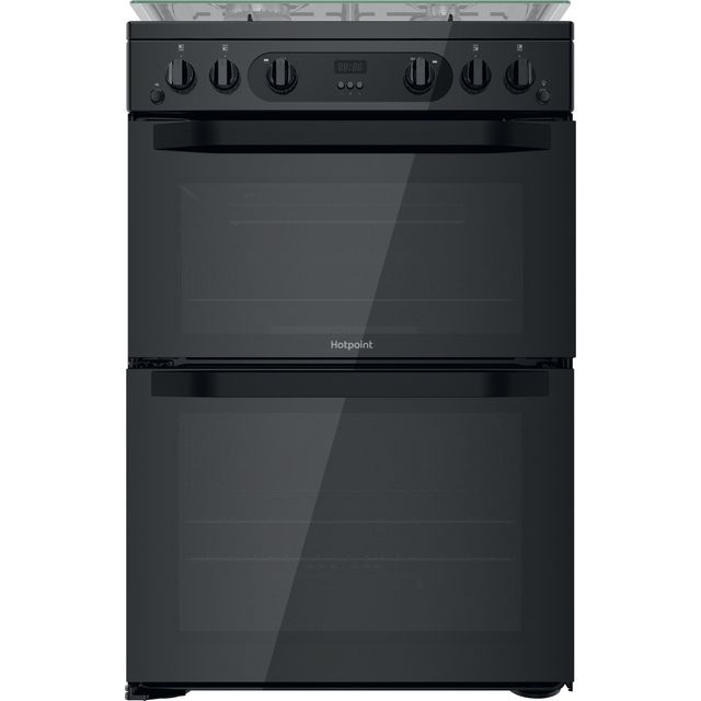 Hotpoint Amelia 60cm Double Oven Gas Cooker with Lid - Black
