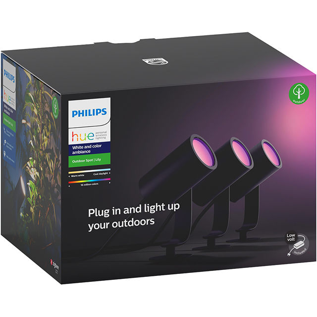 Philips Hue White & Colour Ambiance Lily Outdoor Spot Light - Black