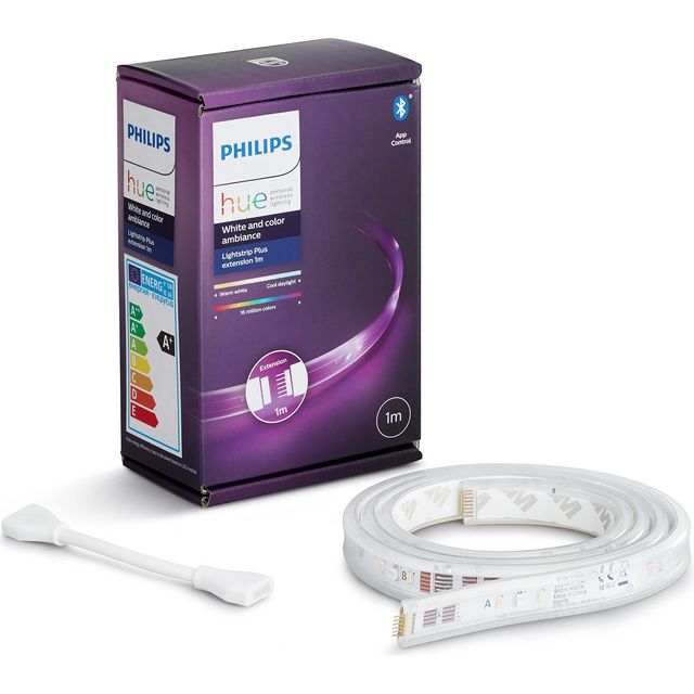 Philips Hue White and Colour Smart LED LightStrip 1m Extension - White