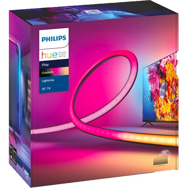 Philips Hue Gradient Lightstrip 55 Inch for TV and Gaming Bundle. Includes 2x Hue Play Black. Smart Entertainment LED Lighting with Voice Control. Works with Alexa, Google Assistant and Apple HomeKit