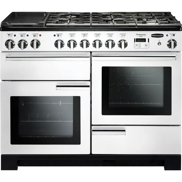 Rangemaster Professional Deluxe PDL110DFFWH/C 110cm Dual Fuel Range Cooker - White - A/A Rated