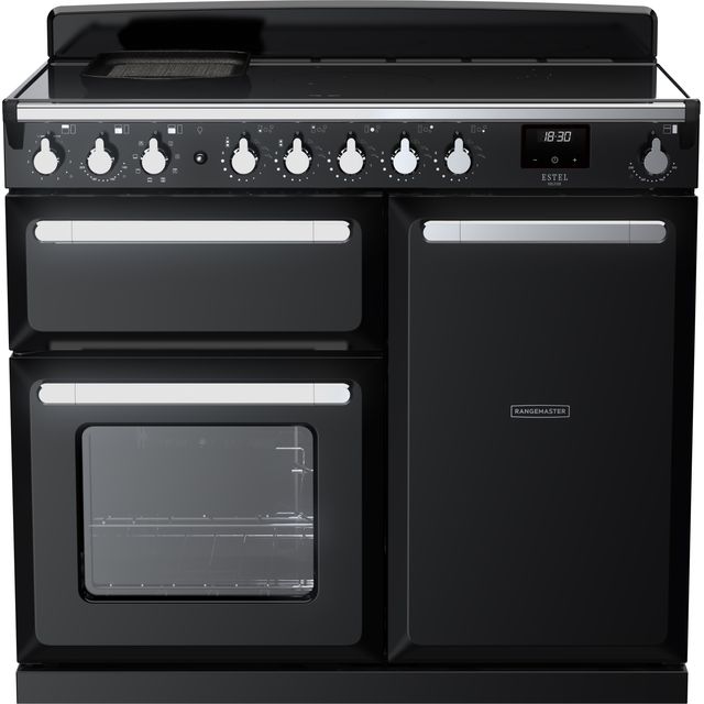 Rangemaster Estel Deluxe ESDL100EIPGBL/CM1 100cm Electric Range Cooker with Induction Hob – Black / Chrome – A/A Rated