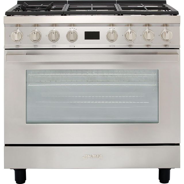 Smeg Portofino CPF9GPX 90cm Dual Fuel Range Cooker - Stainless Steel - A+ Rated