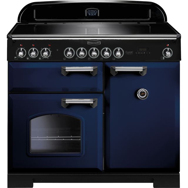 Rangemaster Classic Deluxe CDL100EIRB/C 100cm Electric Range Cooker with Induction Hob - Regal Blue / Chrome - A/A Rated