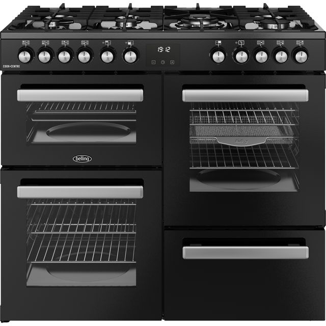 Belling Cookcentre 100DF 100cm Dual Fuel Range Cooker – Black – A/A Rated