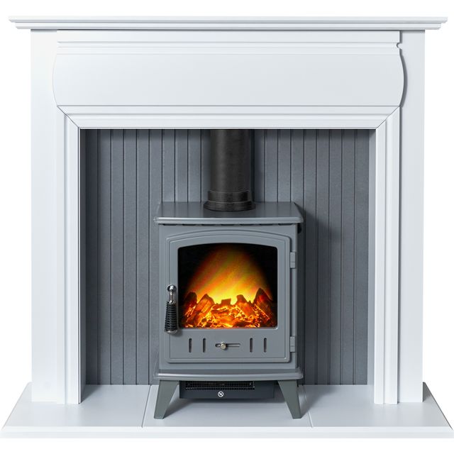 Adam Fires Florence Suite with Aviemore Electric Fire 21879 Log Effect Suite And Surround Fireplace - White