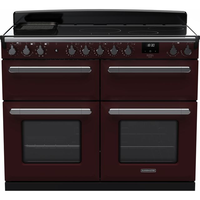 Rangemaster Estel Deluxe ESDLB110EIPBOR/CM1 110cm Electric Range Cooker with Induction Hob – Bordeaux / Chrome – A Rated